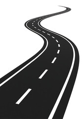 asphalt road with white background,
Winding Road Vector Illustration with Lane Markings