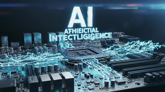 Computer Motherboard Rendering of CPU Chip on Top in 4K UHD Perfectly Capturing Innovative Processing Power and Efficient Computing Concepts Suitable for Illustrating Technological Advancements.