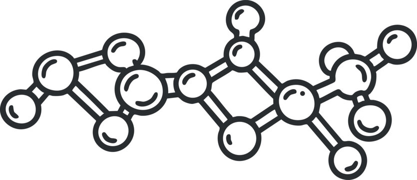 Stylized vector illustration of a molecular structure, showcasing interconnected atoms for educational and scientific design projects
