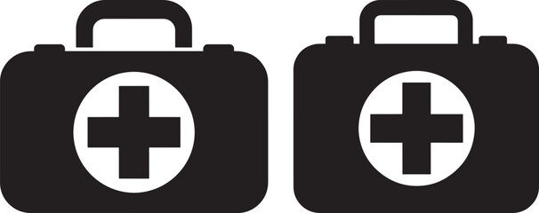 Obraz premium Two first aid kits with medical cross silhouette
