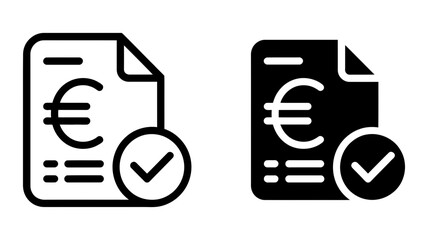 Euro currency document with a checkmark icon set, representing approved financial transactions, completed payments, and verified billing statements
