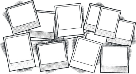 Set of blank polaroid photo frames in a retro dotted style for creative design and collage projects