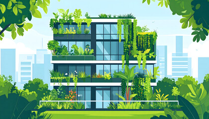 Modern green architecture with vertical gardens