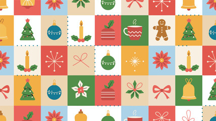 Seamless Christmas pattern with festive icons holiday