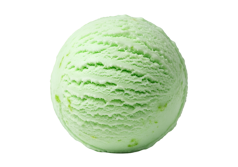 Scoop of vibrant pink raspberry ice cream isolated on transparent background