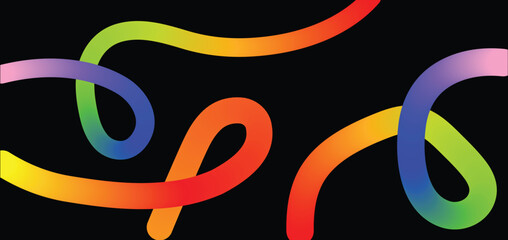 Intertwined Rainbow Gradient Ribbons Abstract Design colorful
