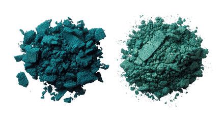 Two clusters of teal-colored crushed eyeshadow