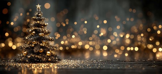 Christmas Tree Adorned With Lights and Ornaments Creating a Festive Ambiance