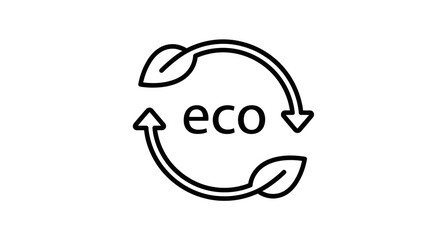 Eco Recycling Symbol with Leaf Arrows – Sustainable Minimalist Line Art Icon