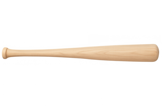 Wooden baseball bat for playing sports, professional equipment for batting in a game, isolated with transparent background