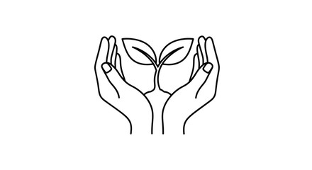 Hands Holding Sprouting Plant Icon: Nature & Growth Care Vector