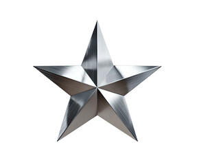 Metallic silver star on black background.  3D rendered,  high detail