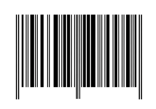 Digital barcode lines for product scanning and data identification isolated on transparent background