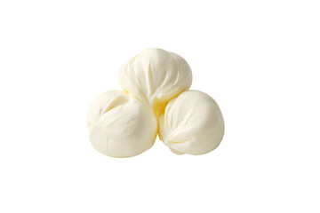 Three round, creamy white balls of soft cheese, tightly clustered
