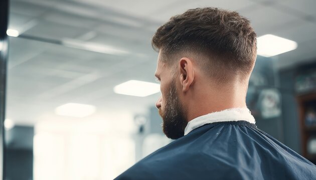 Barber shaping a clean haircut on a male client in a modern salon, showcasing the artistry of grooming and attention to detail in a stylish environment