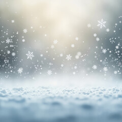 Fototapeta premium Snowfall with white snowflakes on blurred winter background 