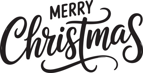 Merry Christmas Black Calligraphy Text | Holiday Greeting for Cards and Marketing
