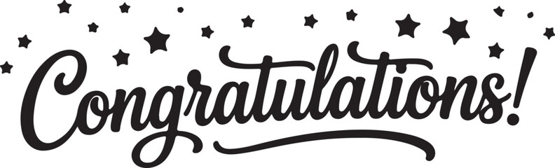 Congratulations Text with Stars | Vector Graphic for Greetings, Cards, and Celebratory Designs