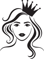 Queen Portrait with Crown Icon | Beauty Illustration for Fashion, Spa, and Cosmetic Designs