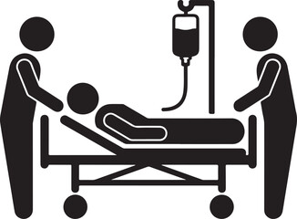 Patient on Gurney Being Transported by Medical Staff | Emergency Care and Hospital Transport Icon