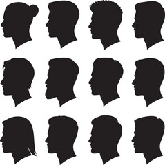 People Heads Silhouette Collection | Diverse Profile Portraits for Design Elements and Visual