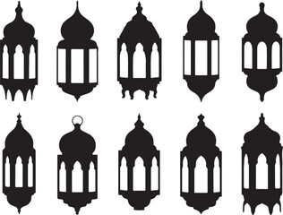 Ramadan Lantern Silhouette Set | Traditional Islamic Decoration for Festive Occasions and Cultural