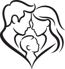 Family Love Heart Shape Illustration | Father, Mother, and Baby Together, Family Planning Services