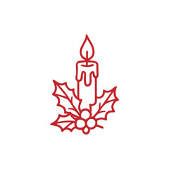red chrismast candle decoration. minimalist outline style chrismast candle decoration.