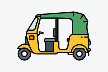 A colorful auto rickshaw vector art illustration