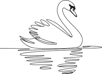 Minimalist Continuous Line Art Swan Gliding on Water