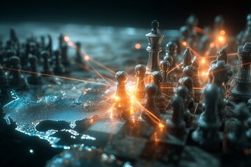 A chessboard erupts in fiery energy, symbolizing intense strategy and dramatic conflict. The image captures tension, power, and cinematic action.