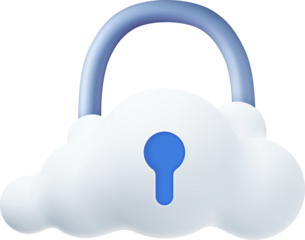 White fluffy cloud and locked padlock