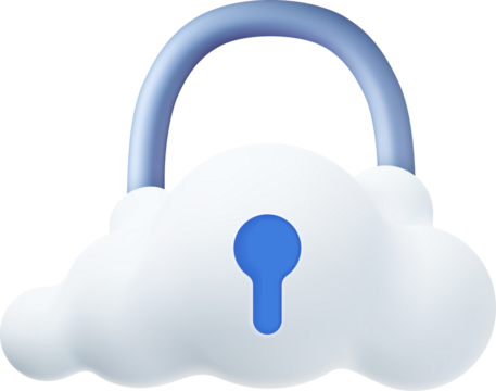 White fluffy cloud and locked padlock - Powered by Adobe