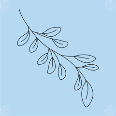 Minimalist Lineart Illustration of a Botanical Leaf Branch Vector