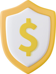 Gold shield with dollar sign.