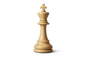 White chess king game piece representing strategy, leadership, and success on a transparent background