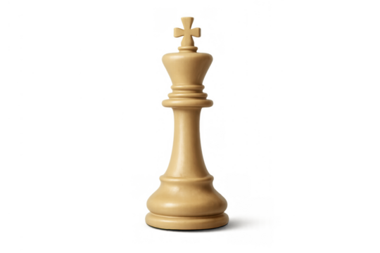 White chess king game piece representing strategy, leadership, and success on a transparent background