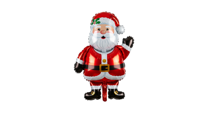 isolated christmas santa balloon photo png on transparent background, holiday celebration asset