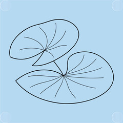 Minimalist Aquatic Plant Line Art Water Lily Pads Design