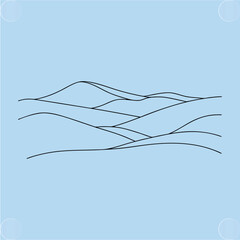 Minimalist Blue Hills Lineart Graphic Abstract Design
