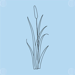 Simple Lineart Cattail Plant Illustration for Nature Designs