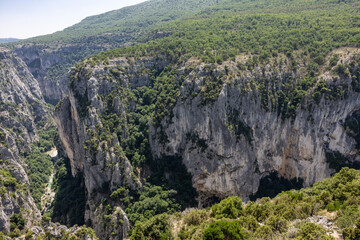 Breathtaking views from The Route des Cr&ecirc;tes on the Gorges du Verdon  a deep, steep canyon formed by the Verdon River located in the Alpes-de-Haute-Provence region of Southeastern France.