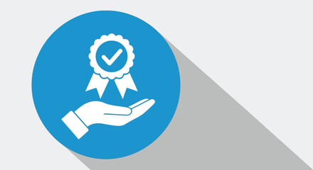 Hand holding a quality badge