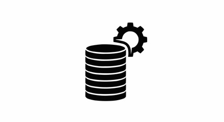 Database Management System Icon with Gear Symbol.