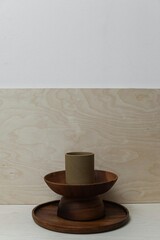 Minimal wooden bowls home decor