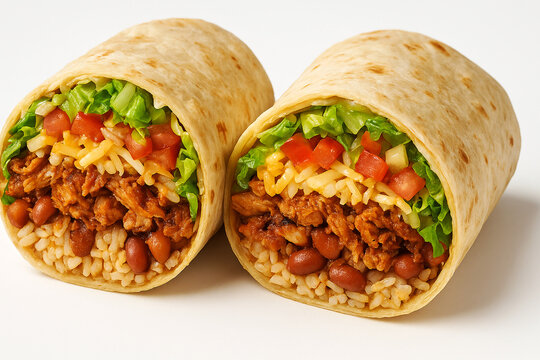 Chicken Burrito Wraps &ndash; Mexican-style, usually filled with rice, beans, meat, cheese, and veggies