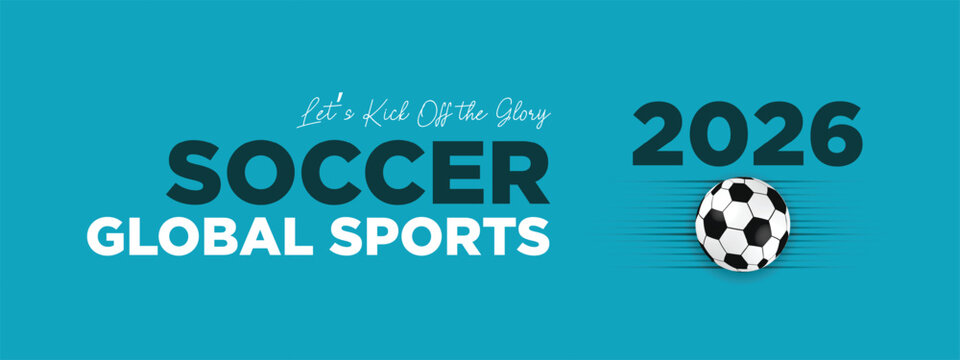 2026 Soccer Global Sports Challenge Banner with Clean Blue Modern Layout