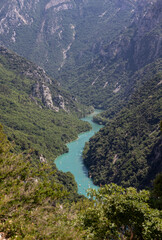 Breathtaking views from The Route des Cr&ecirc;tes on the Gorges du Verdon  a deep, steep canyon formed by the Verdon River located in the Alpes-de-Haute-Provence region of Southeastern France.