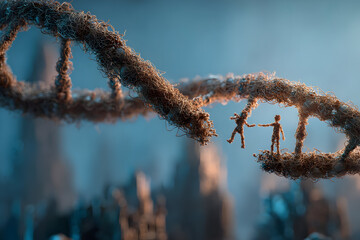 Innovative science concept with artistic dna double helices