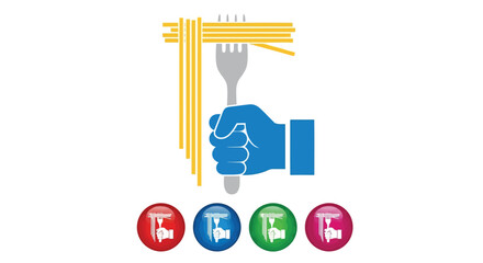 Hand holding fork with spaghetti